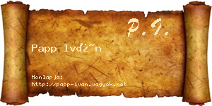 Papp Iván névjegykártya